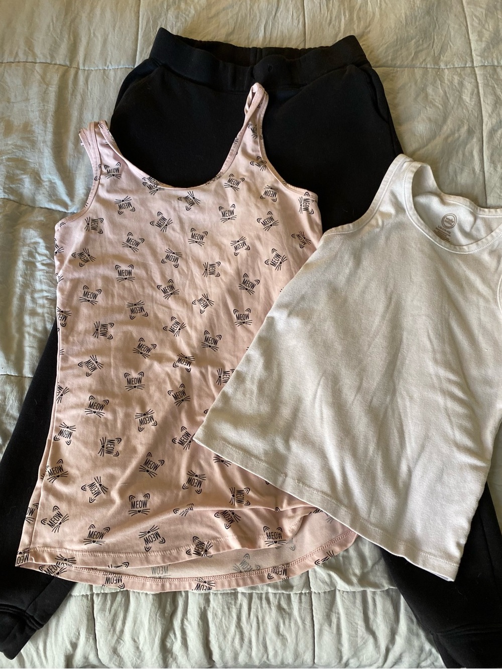 NOBO Girls Pink L Printed Camisole & White Tank 10-12 Set. Pants 14-16